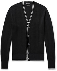Tom Ford Contrast Tipped Silk And Cotton Blend Cardigan