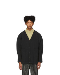 Homme Plissé Issey Miyake Grey Pleated Cotton Surface Cardigan
