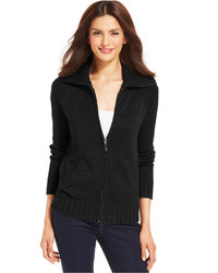Karen Scott Long Sleeve Zip Front Sweater