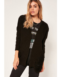 Missguided Distressed Slouchy Cardigan Black