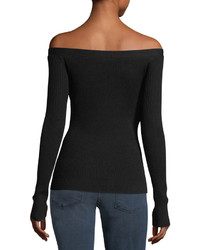 Frame Off The Shoulder Long Sleeve Fitted Cardigan Sweater