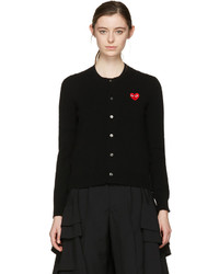 Comme des Garcons Play Black Wool Heart Patch Cardigan