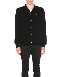 Comme des Garcons Play Lambswool Cardigan With Black Emblem