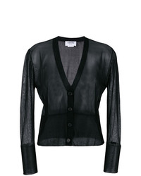 Thom Browne Sheer Classic V Neck Cardigan In Silk Tulle Knit