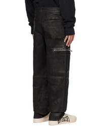 Givenchy Black Cracked Denim Cargo Pants