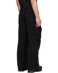 C2h4 Black Exposed Fly Cargo Pants