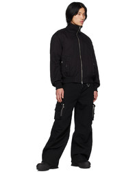 C2h4 Black Exposed Fly Cargo Pants