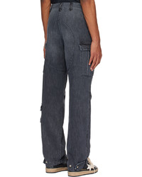 Winnie New York Black Faded Denim Cargo Pants