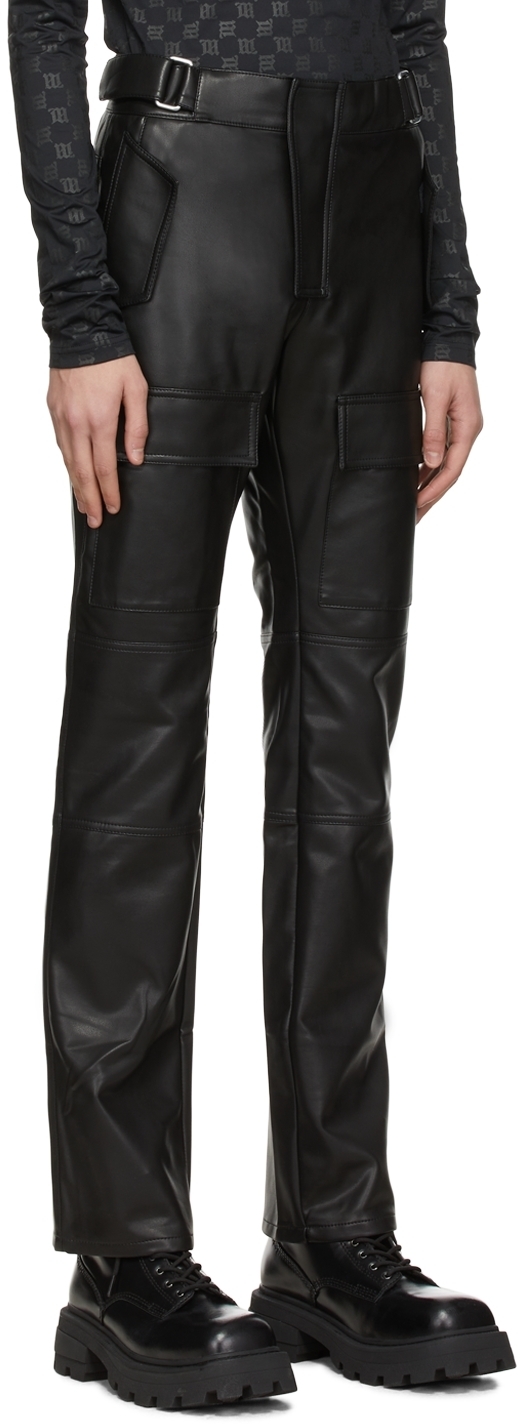 Misbhv Black Faux Leather Cargo Pants, $440 | SSENSE | Lookastic