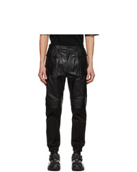 Juun.J Black Faux Leather Cargo Pants