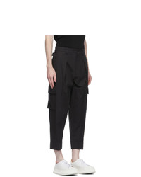 System Black Pleated Cargo Pants