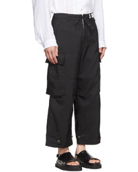 Kuro Black Polyurethane Cargo Pants