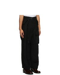 Sacai Black Wool Solid Shrivel Trousers