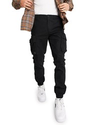 Topman Washed Cotton Skinny Cargo Pants In Black At Nordstrom