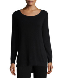 Neiman Marcus Cashmere Collection Cashmere Ribbed Trim Sweater