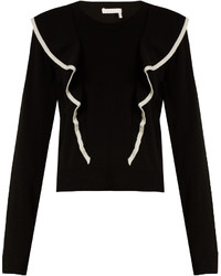 Chloé Chlo Cashmere And Cotton Blend Frilled Sweater