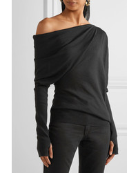 Tom Ford One Shoulder Draped Cashmere And Silk Blend Sweater Black