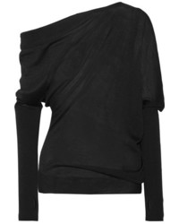 Tom Ford One Shoulder Draped Cashmere And Silk Blend Sweater Black