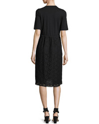 See by Chloe Drawstring Lace Skirt T Shirt Dress Black