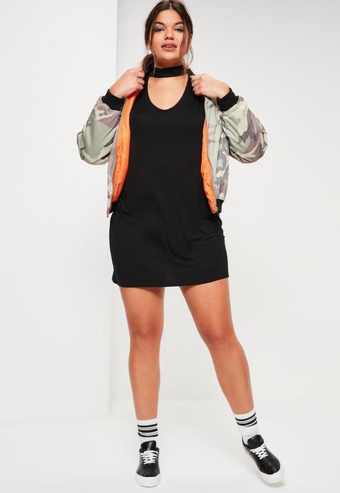 Missguided Plus Size Black Neck T Dress, Missguided | Lookastic