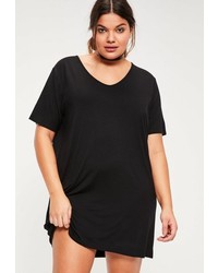 Missguided Plus Size Black V Neck T Shirt Dress
