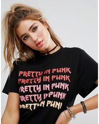 PrettyLittleThing Pretty In Punk Slogan T Shirt Dress