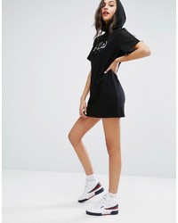 Fila Relaxed Hooded T Shirt Dress With Tape Detail