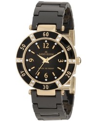 Anne Klein 109416bkbk Swarovski Crystal Accented Gold Tone Black Ceramic Watch