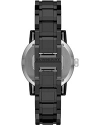 Burberry 34mm Black Round Ceramic Watch With Diamonds