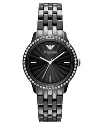 Emporio Armani Crystal Bezel Ceramic Bracelet Watch 33mm Black