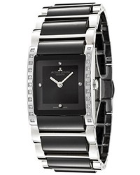 Jacques Lemans Gu210e Geneve Collection Gloria Diamond Accented Black Ceramic Stainless Watch