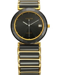 Jowissa J9004s Ceramic Classic Gold Pvd Stainless Steel Black Ceramic Date Watch