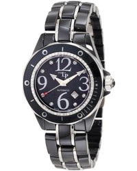 Mother of Pearl Lucien Piccard 27107bk Celano Automatic Diamond Accented Black Mother Of Pearl Dial Black Ceramic Watch