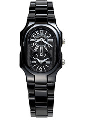 Philip Stein Teslar Philip Stein Ceramic Dual Time Zone Bracelet Watch Black