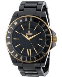 Vivienne Westwood Unisex Vv048gdbk Gold Tone And Black Ceramic Bracelet Watch