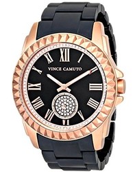 Vince Camuto Vc5190rgbk Swarovski Crystal Accented Rose Gold Tone And Matte Black Ceramic Bracelet Watch