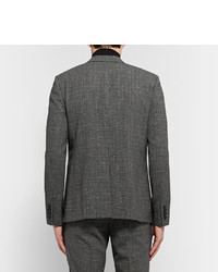 Saint Laurent Grey Slim Fit Prince Of Wales Checked Slub Wool Blend Suit Jacket