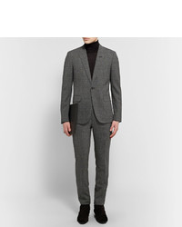 Saint Laurent Grey Slim Fit Prince Of Wales Checked Slub Wool Blend Suit Jacket