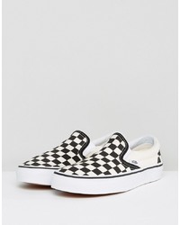 Black Check Canvas Slip-on Sneakers