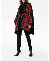 Balmain Belted Checked Cape Coat