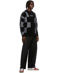 Off-White Black Grey Check Knit Cardigan
