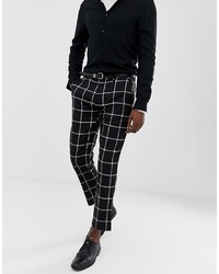 Pull&Bear Slim Tailored Trousers In Black Check