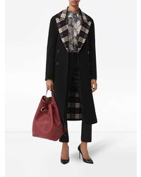 Burberry Check Lined Wool Cashmere Double Breasted Coat