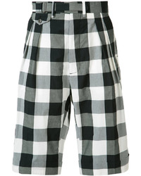 Black Check Cotton Shorts