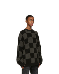 Balenciaga Black And Grey Checkered Sweater