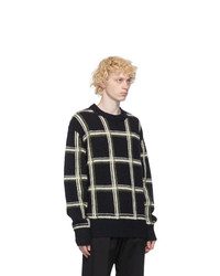Dries Van Noten Black Wool Check Sweater