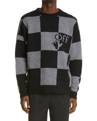 Off-White Logo Check Crewneck Wool Sweater