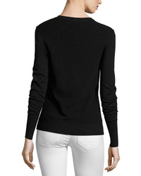 Burberry Meigan Long Sleeve Crewneck Check Side Sweater Black