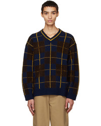 Kenzo Navy Brown Paris Check Sweater