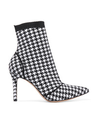Black Check Elastic Ankle Boots